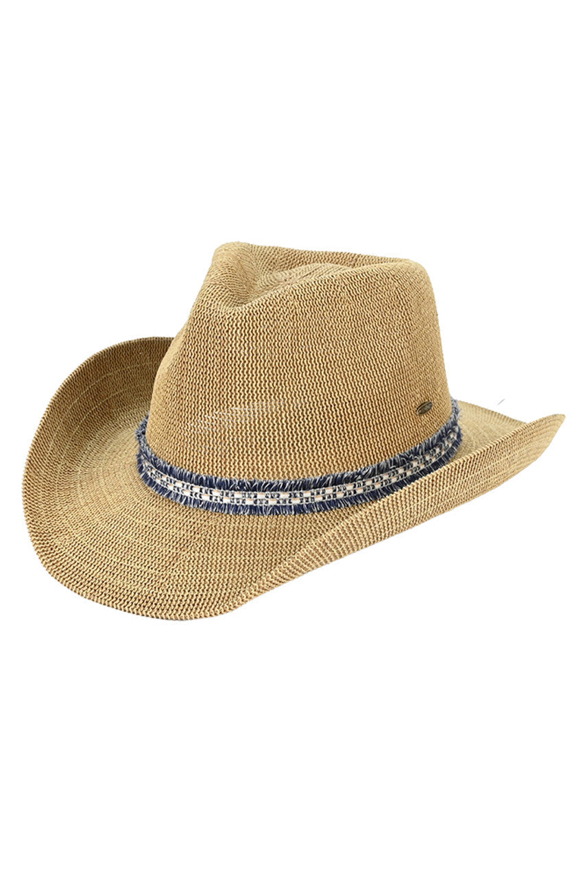 C.C Cowboy Hat With Fringe Trim Bands