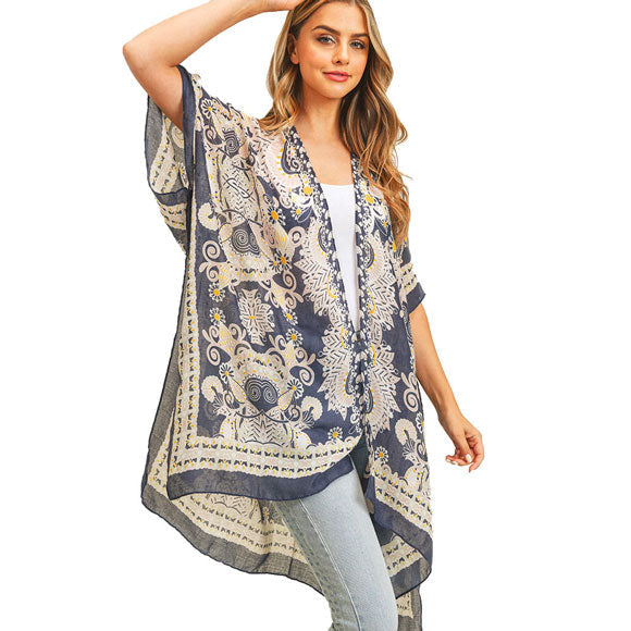 Bohemian Patterned Cover Up Kimono Poncho
