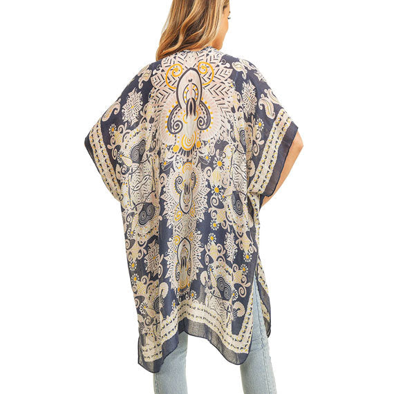 Bohemian Patterned Cover Up Kimono Poncho