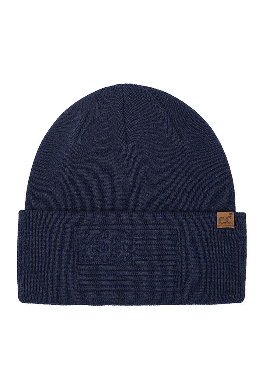 C.C 3D Emboss American Flag Beanie Winter Hat
