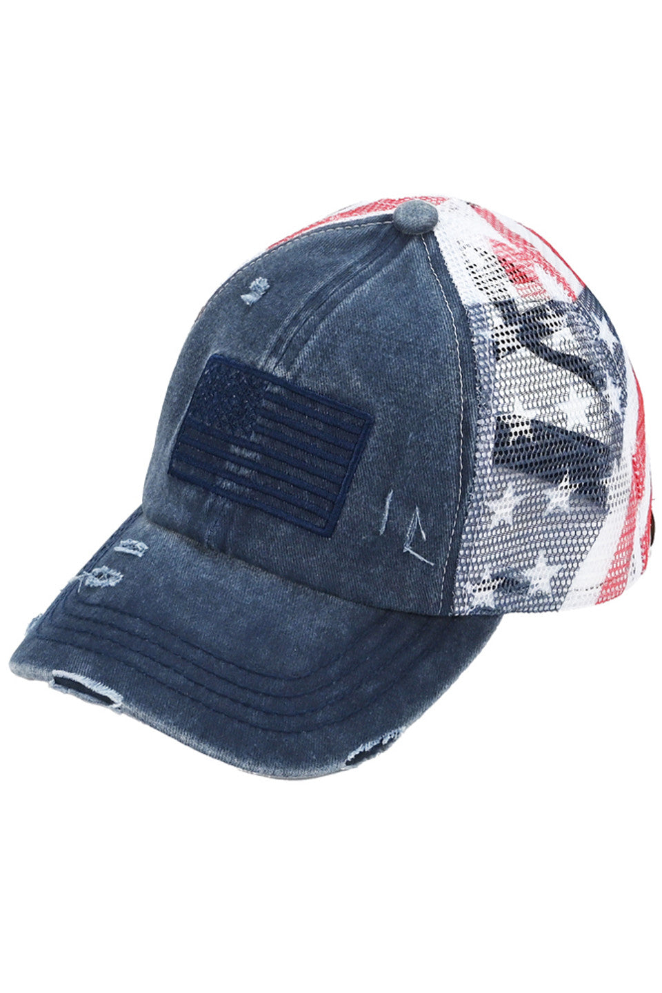 C.C American Flag Mesh Back Trucker Hat Pony Cap