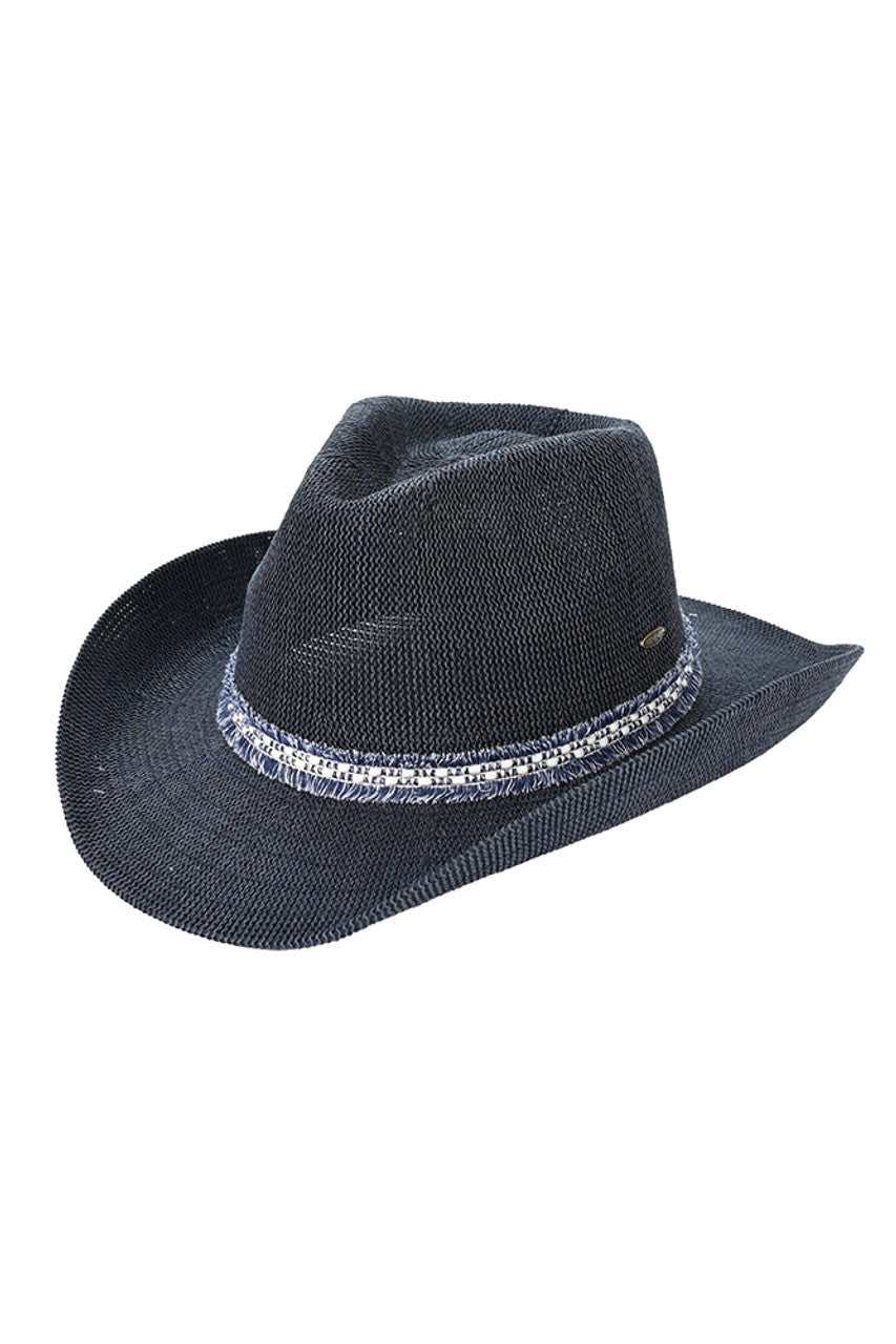 C.C Cowboy Hat With Fringe Trim Bands