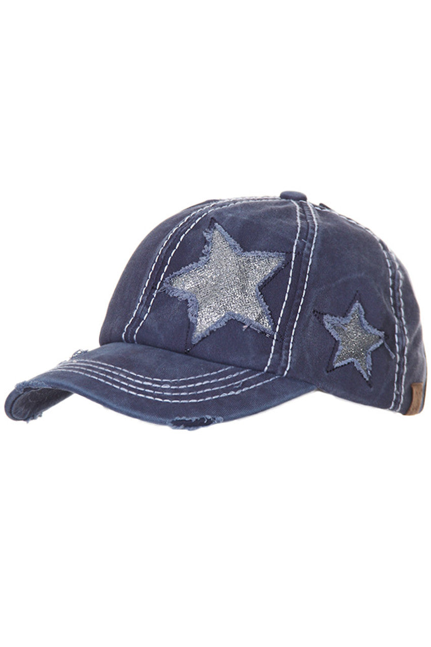 C.C GLITTER STAR BASEBALL PONYCAP
