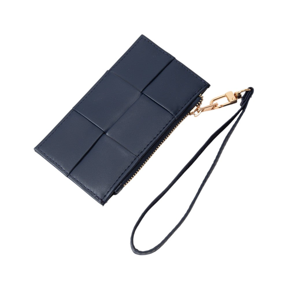 Faux Leather Weave Flat  Coin Wallet
