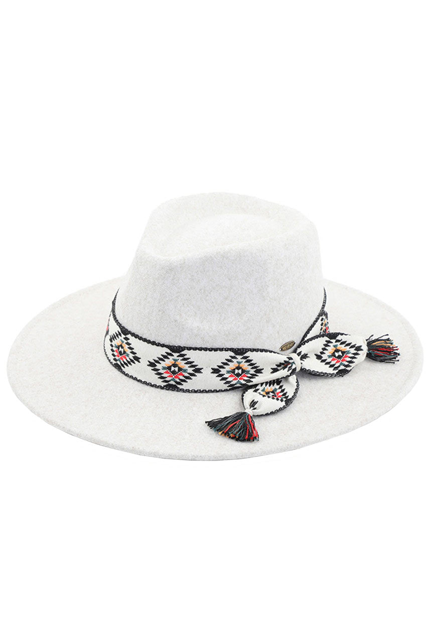 C.C Aztec Trim Band Vegan Felt Panama Hat