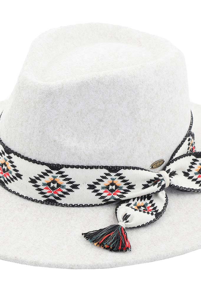 C.C Aztec Trim Band Vegan Felt Panama Hat