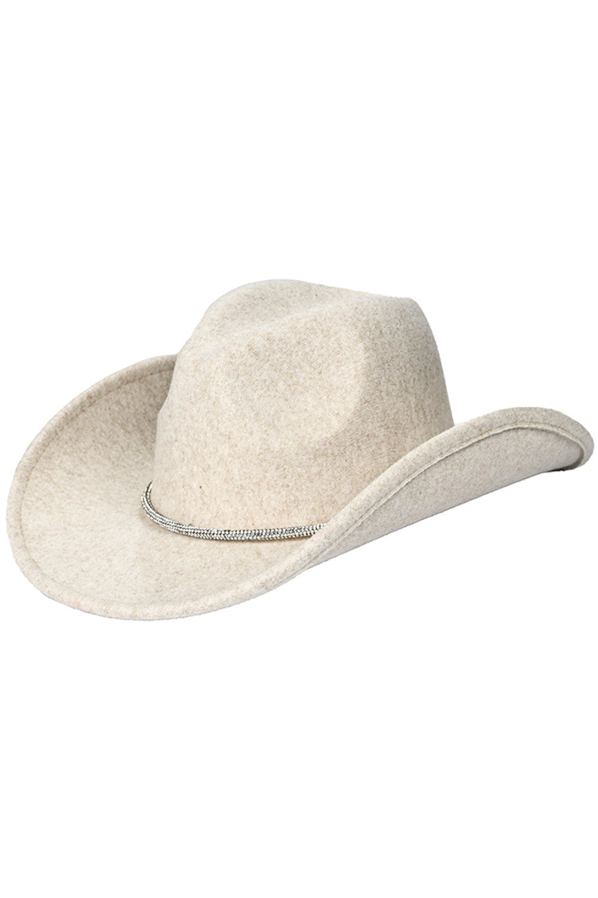 C.C Cowboy Vegan Felt Hat with Rhinestone String Trim Band