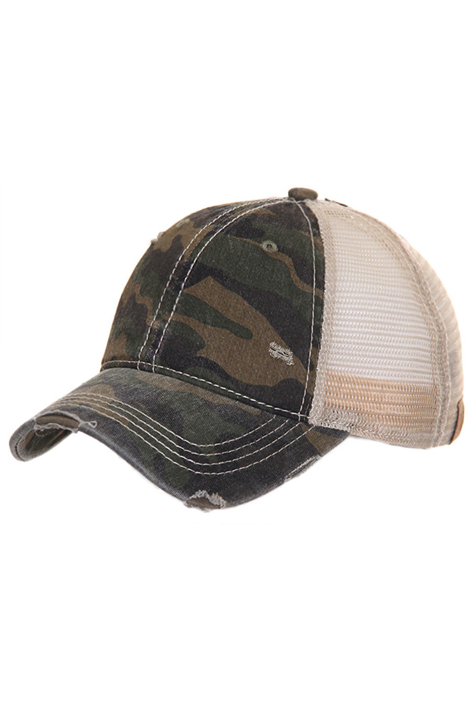 C.C Camouflage Vintage Style Pony Cap