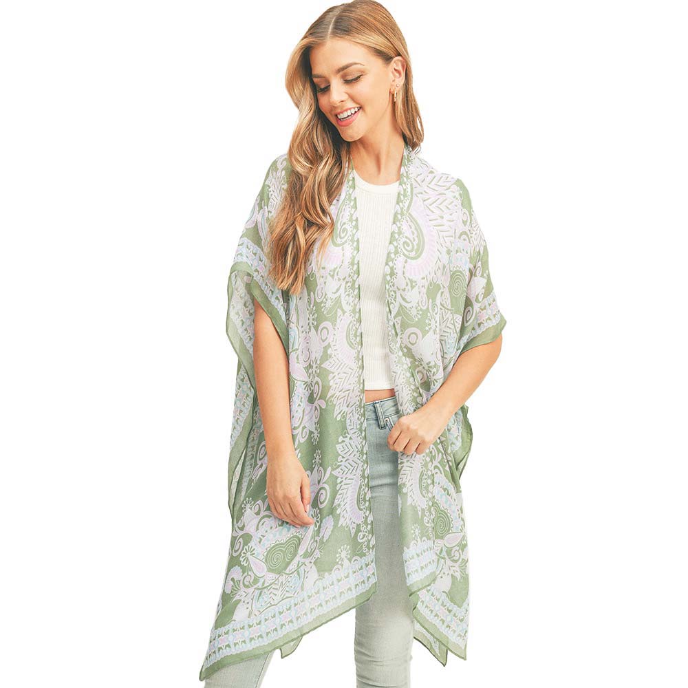 Bohemian Patterned Cover Up Kimono Poncho