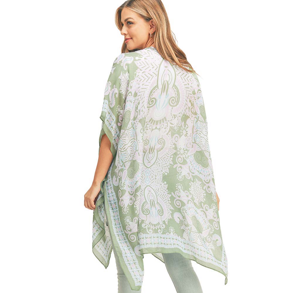 Bohemian Patterned Cover Up Kimono Poncho