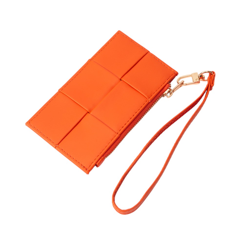 Faux Leather Weave Flat  Coin Wallet