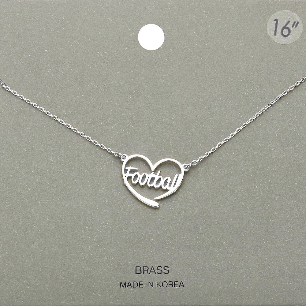 Brass Metal Football Heart Pendant Necklace