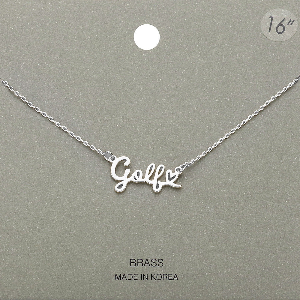 Brass Metal Golf Message Plate Pendant Necklace