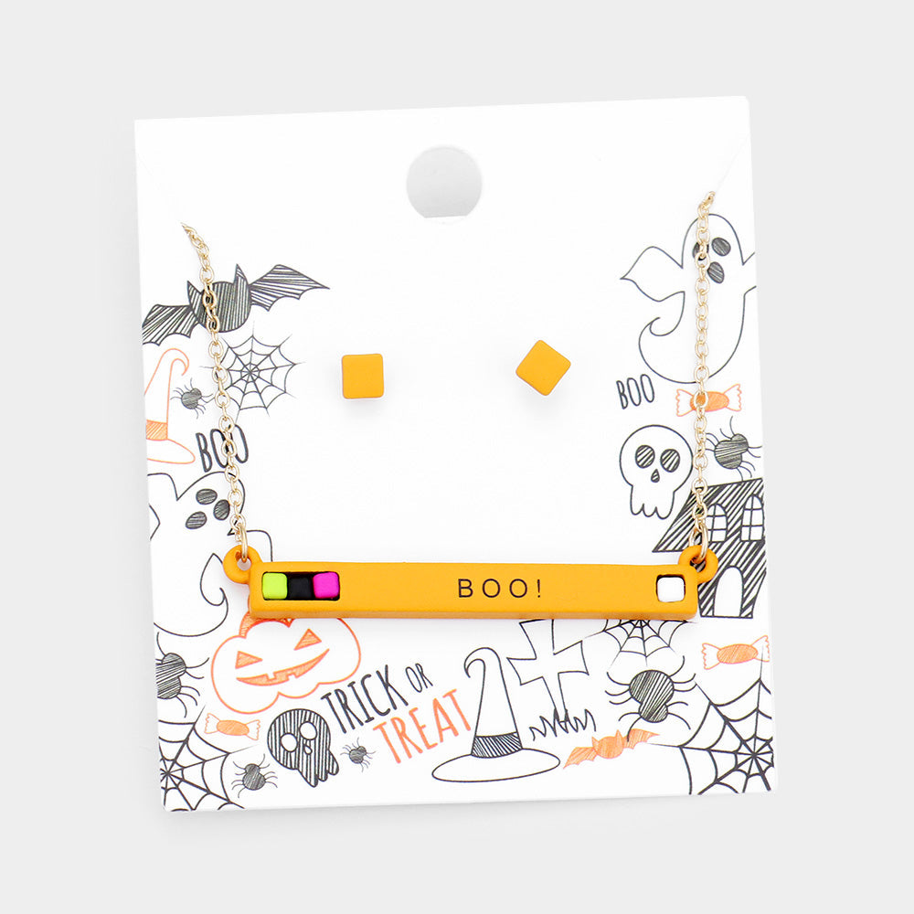 Boo Cube Resin Pendant Necklace