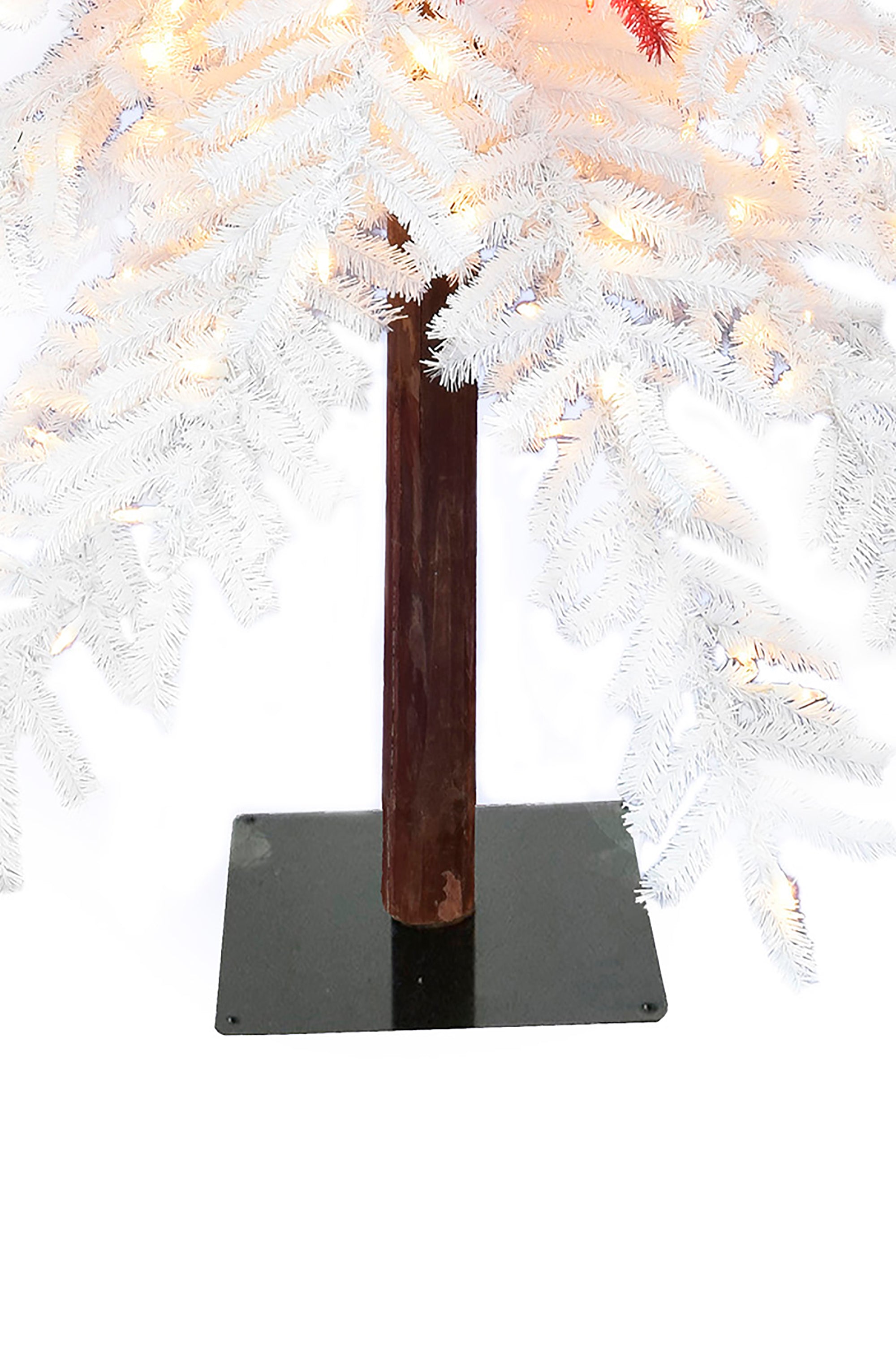 9ft Bendable Two Tone Red White Christmas Tree with Detachable Hanging Aspen Fir Ball
