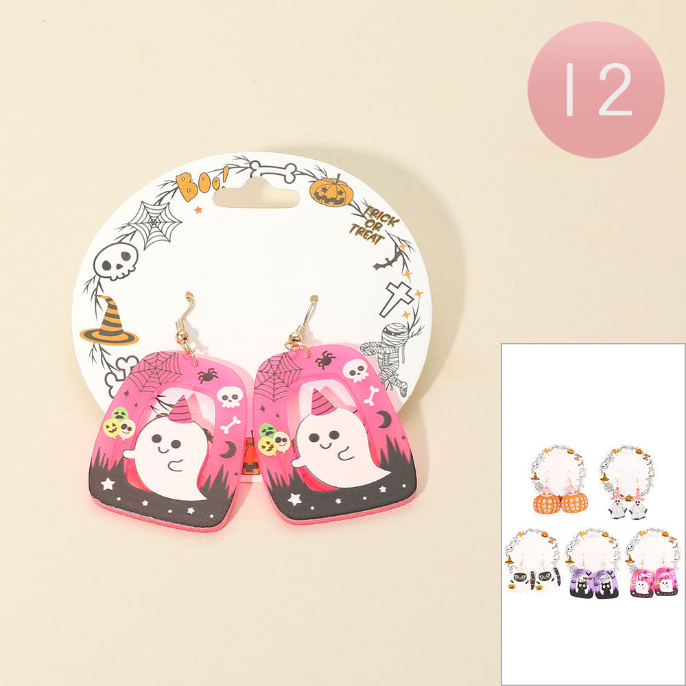 12Pairs - Playful Halloween Dangle Earrings