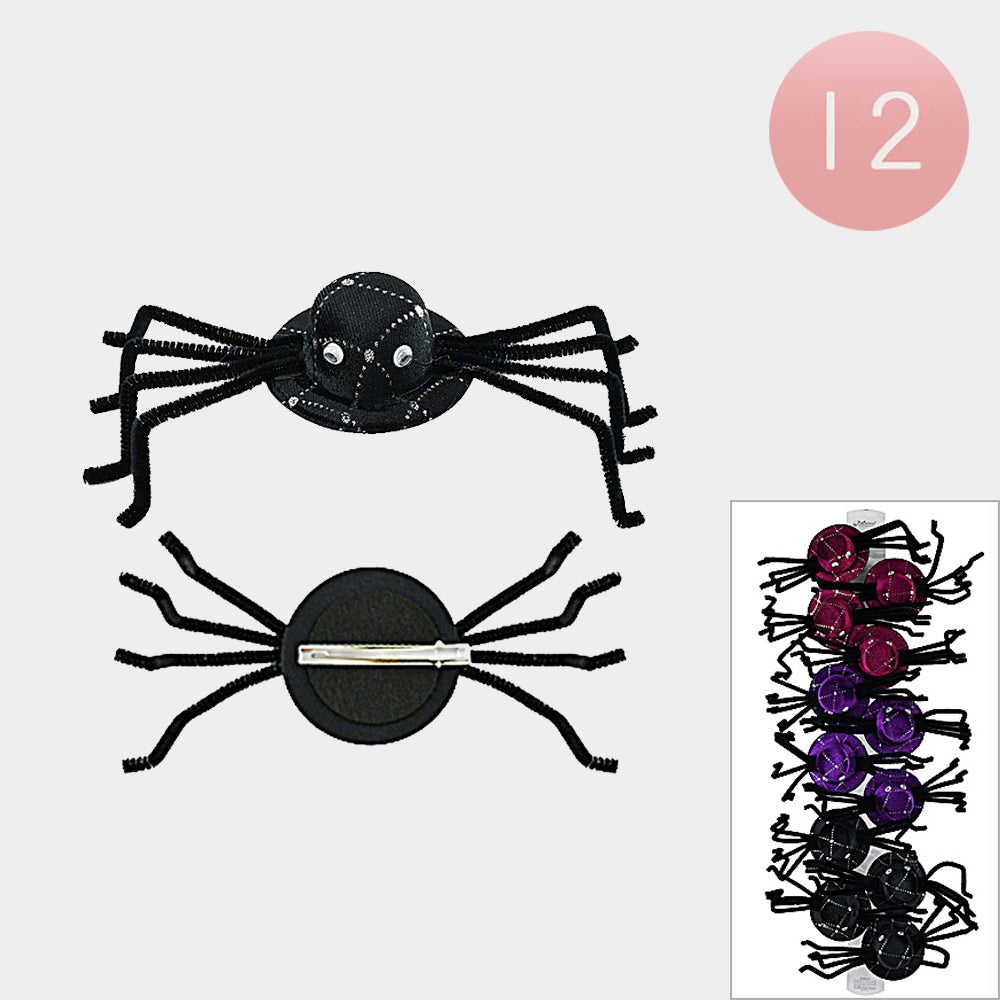 12PCS - Halloween Spider Fedora Hat Hair Clips