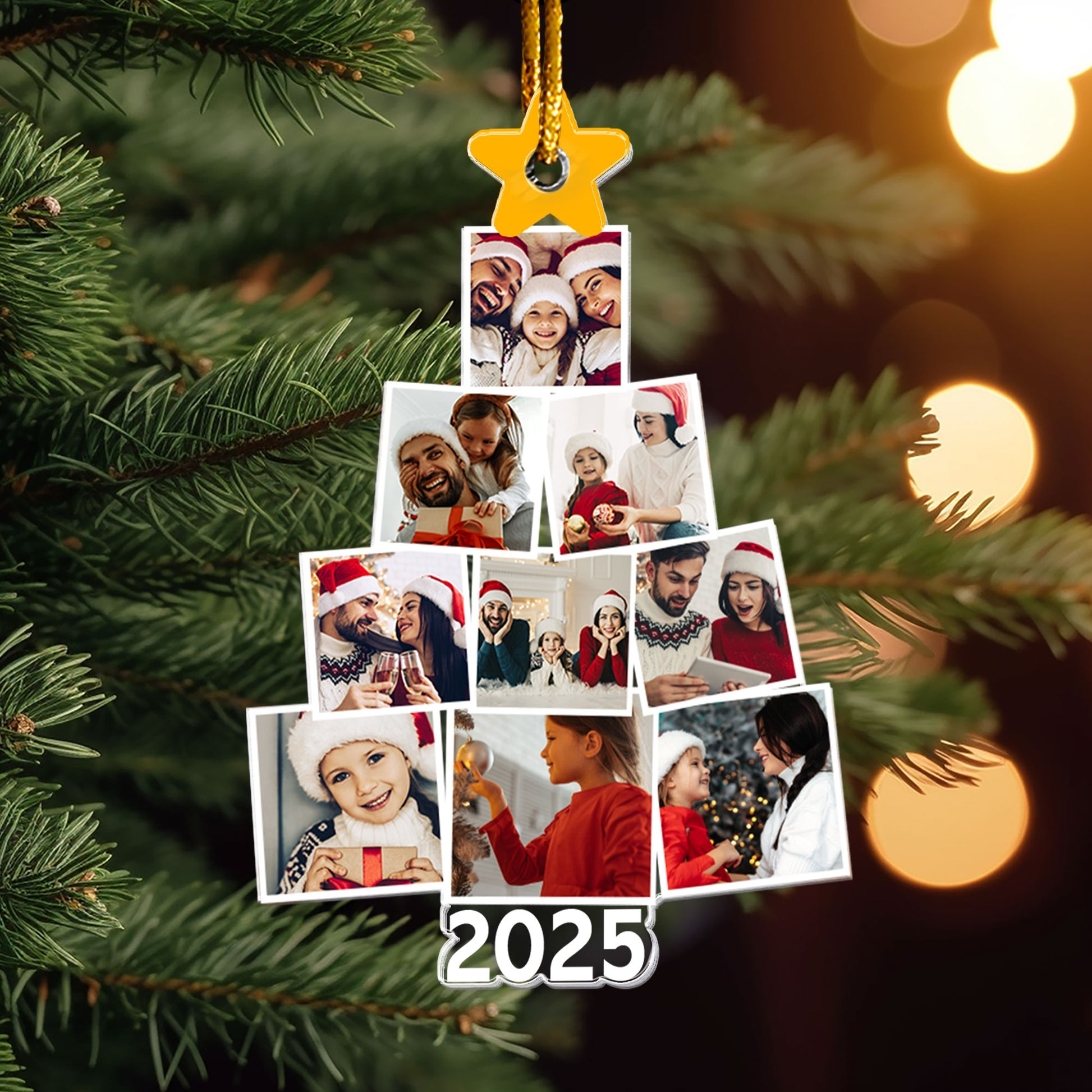 Custom Photo Family Tree Christmas - Personalized Custom Shaped Acrylic Ornament - Christmas Gift For Family Members