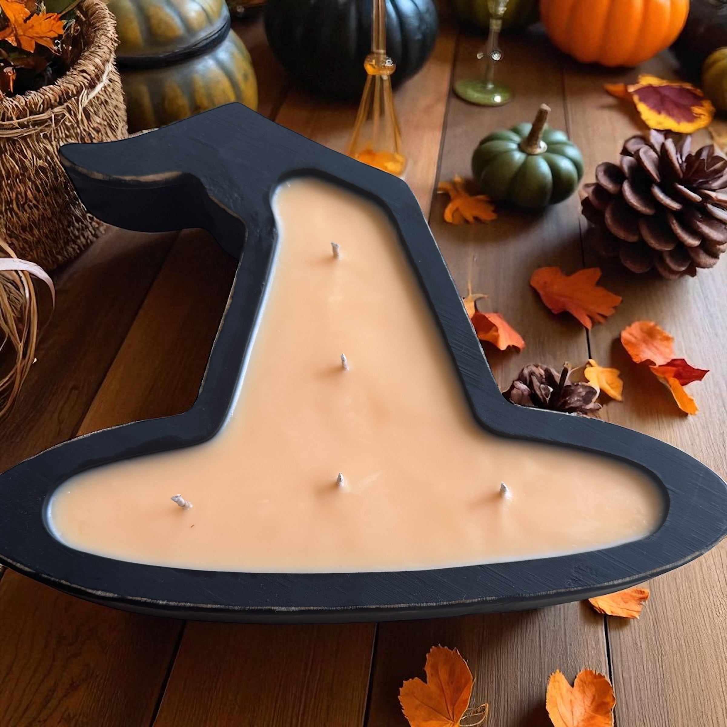 Witch Halloween Candle in Hand-Carved Bowl | Organic Soy Candle