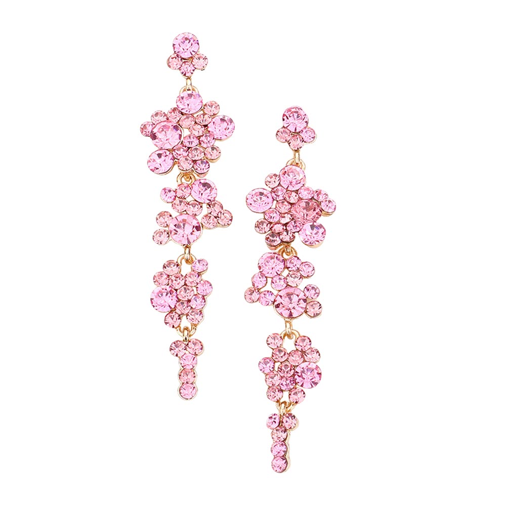 Bubble Stone Cluster Dangle Evening Earrings