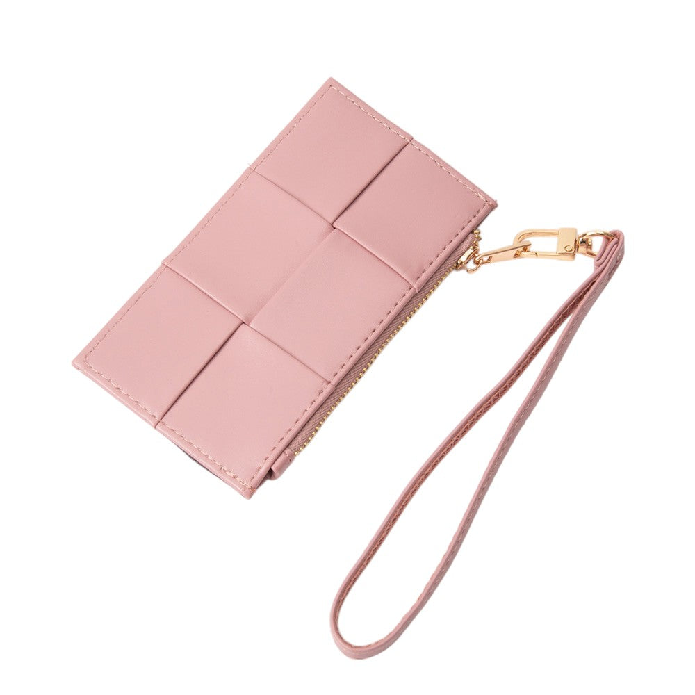 Faux Leather Weave Flat  Coin Wallet