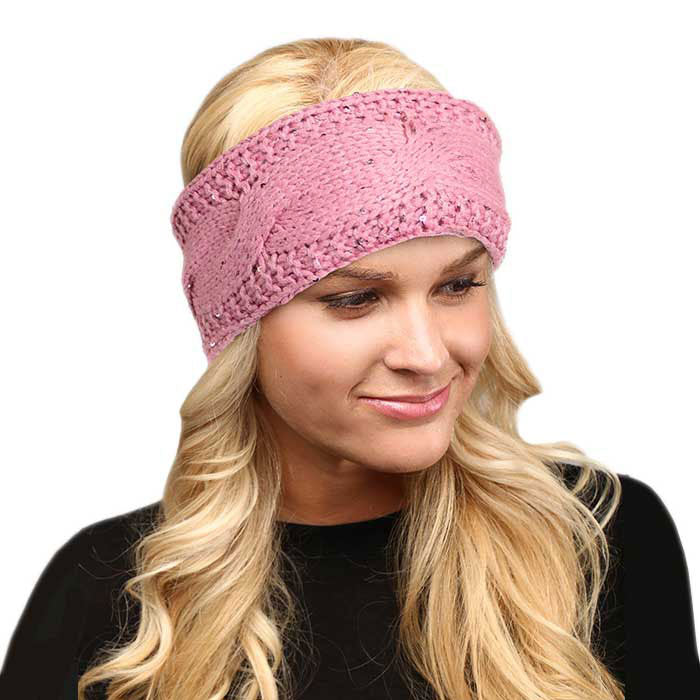 Twisted Tiny Sequin Soft Knit Headband