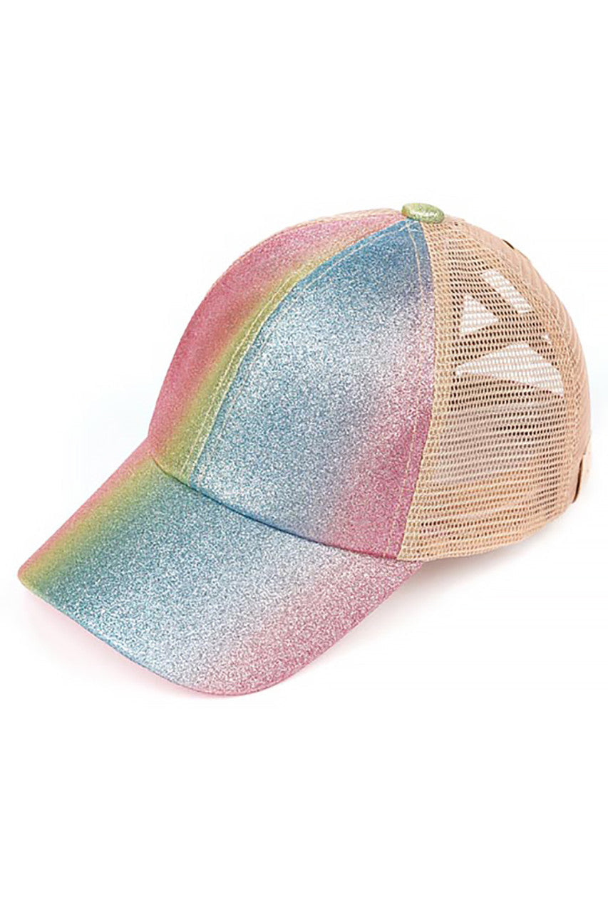 C.C KIDS OMBRE GLITTER CRISS-CROSS PONYCAP