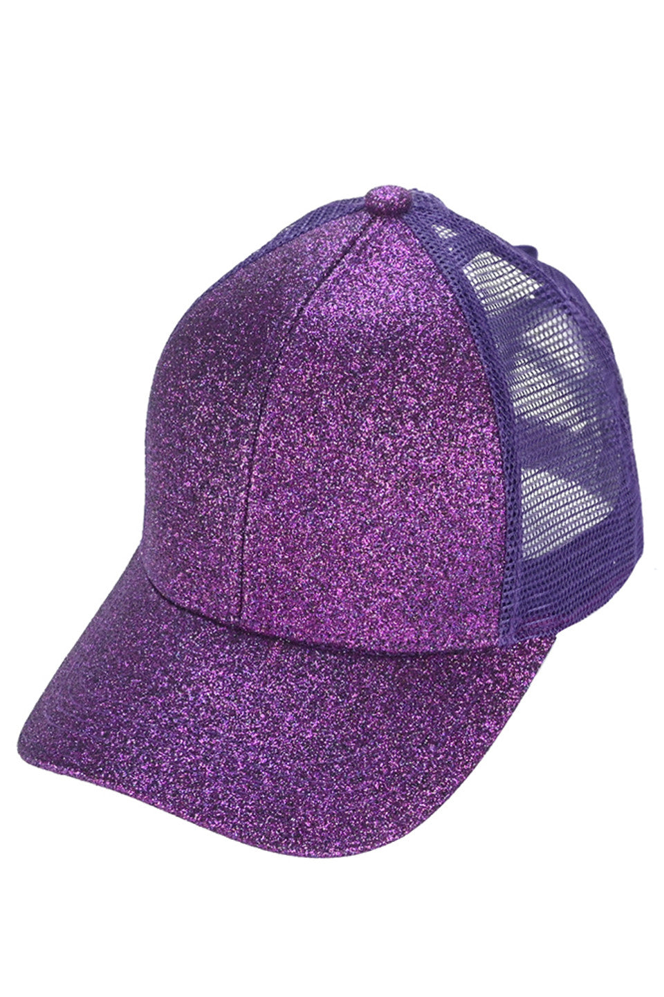 C.C Glitter Mesh Back Criss-Cross Ponytail Cap