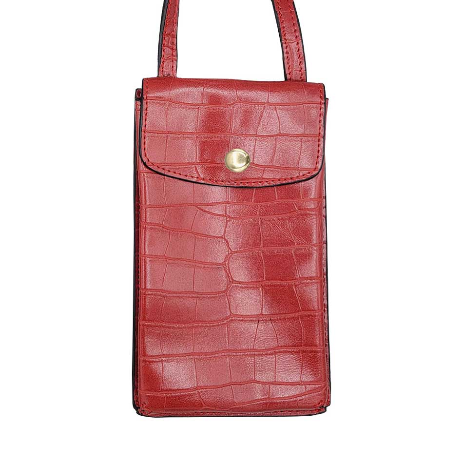 Alligator Pattern Faux Leather Travel Neck Pouch Bag