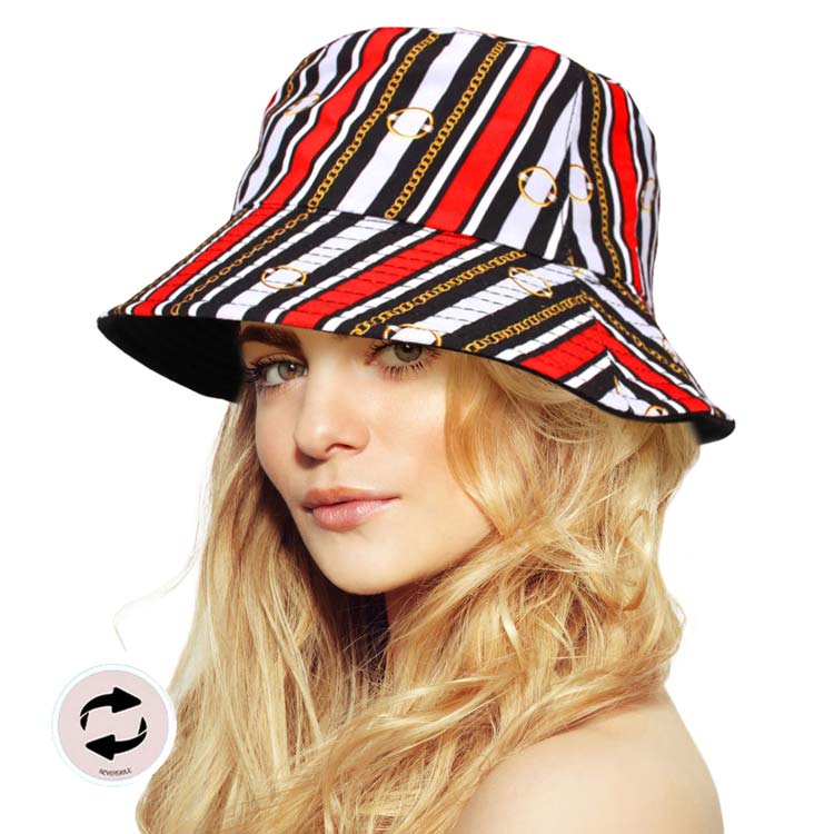 Attractive Reversible Chain Patterned Bucket Hat