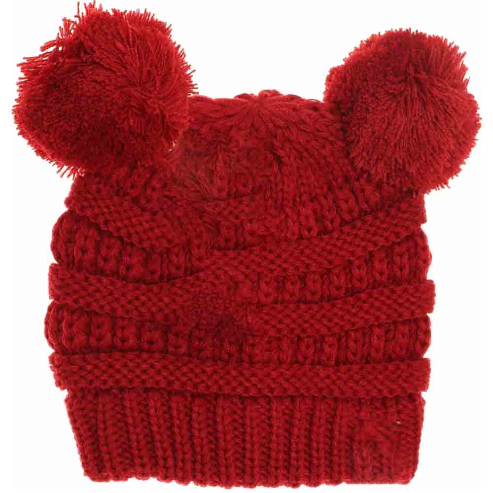 BABY Solid Double Pom C.C Beanie
