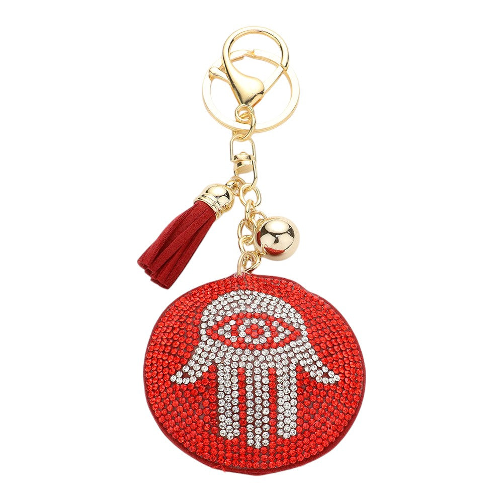 Bling Evil Eye Hamsa Hand Tassel Bag Charm