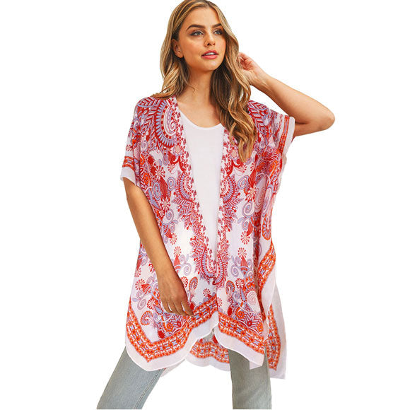 Bohemian Patterned Cover Up Kimono Poncho