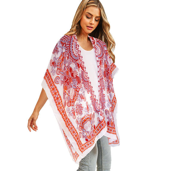 Bohemian Patterned Cover Up Kimono Poncho