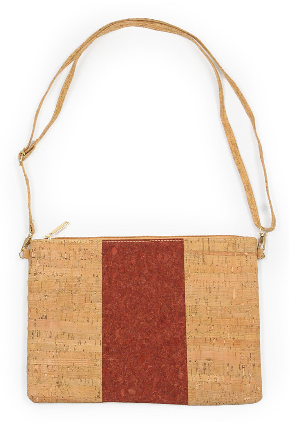 Bold Middle Stripe Cork Clutch Crossbody Bag