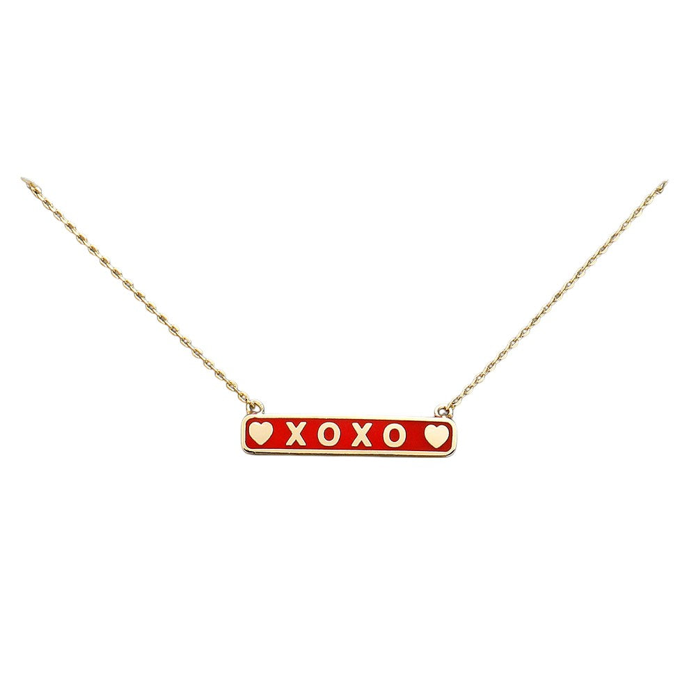 Brass Metal XOXO Pendant Necklace