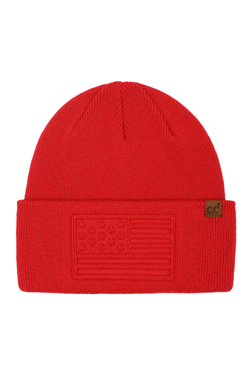C.C 3D Emboss American Flag Beanie Winter Hat