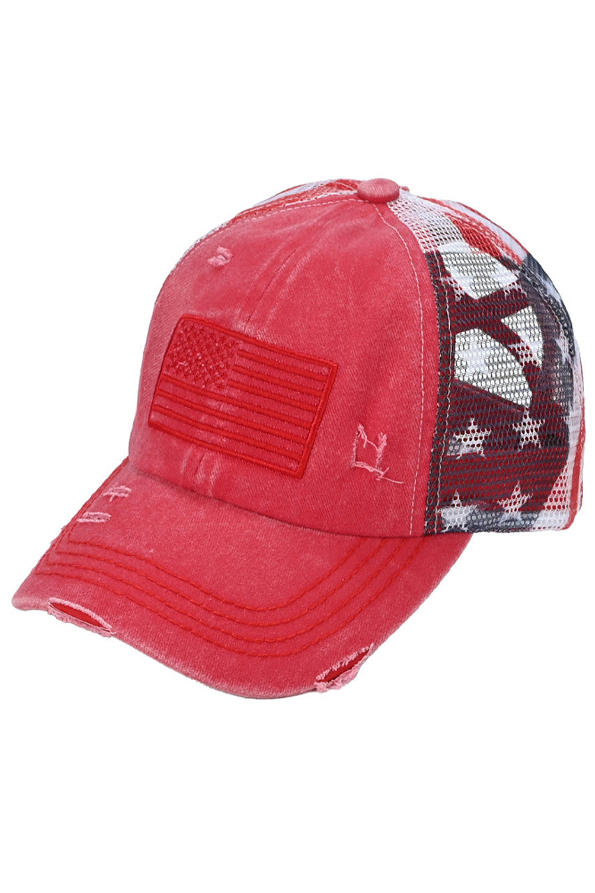 C.C American Flag Mesh Back Trucker Hat Pony Cap