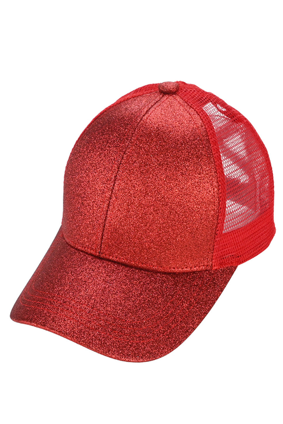 C.C Glitter Mesh Back Criss-Cross Ponytail Cap