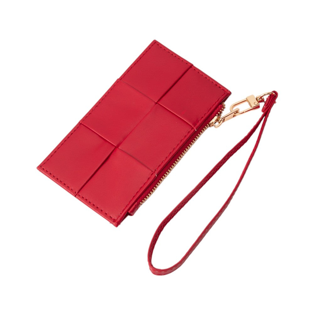Faux Leather Weave Flat  Coin Wallet
