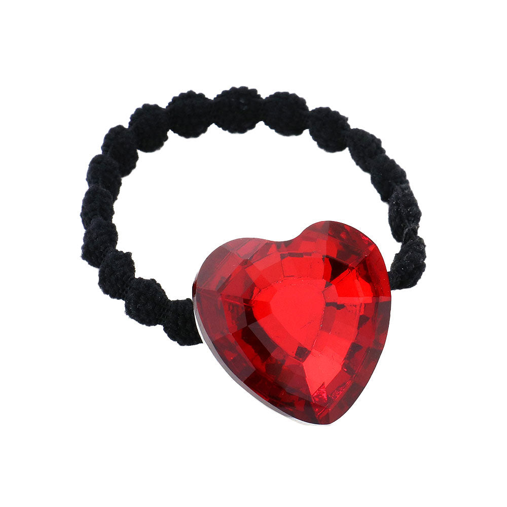 Crystal Heart Accented Stretch Hair Band