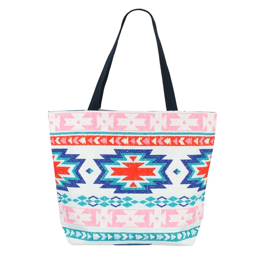 Aztec Patterned Beach Tote Bag
