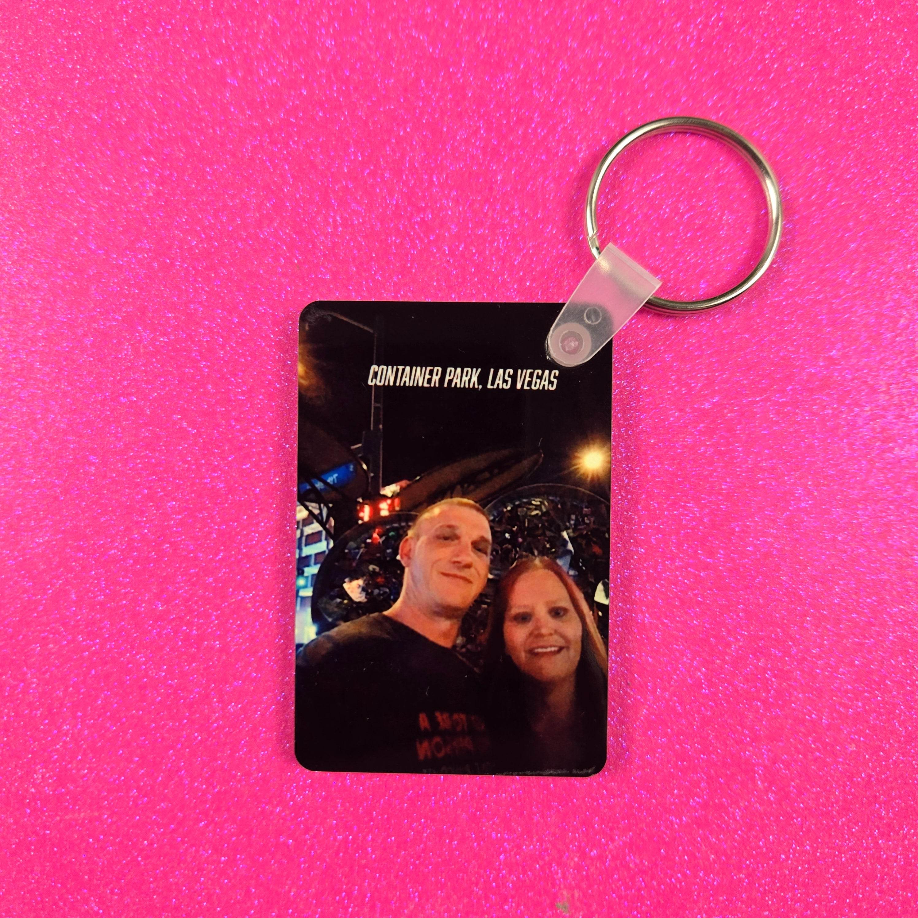 Rectangle Double Sided Personalized Photo and Text Key Chain