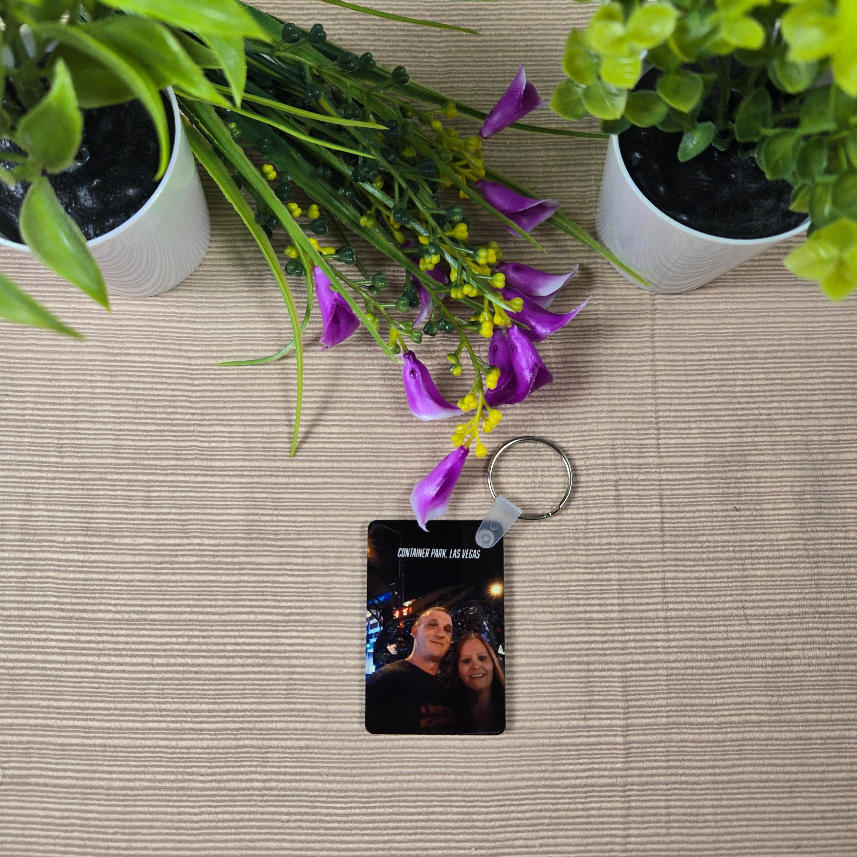 Rectangle Double Sided Personalized Photo and Text Key Chain