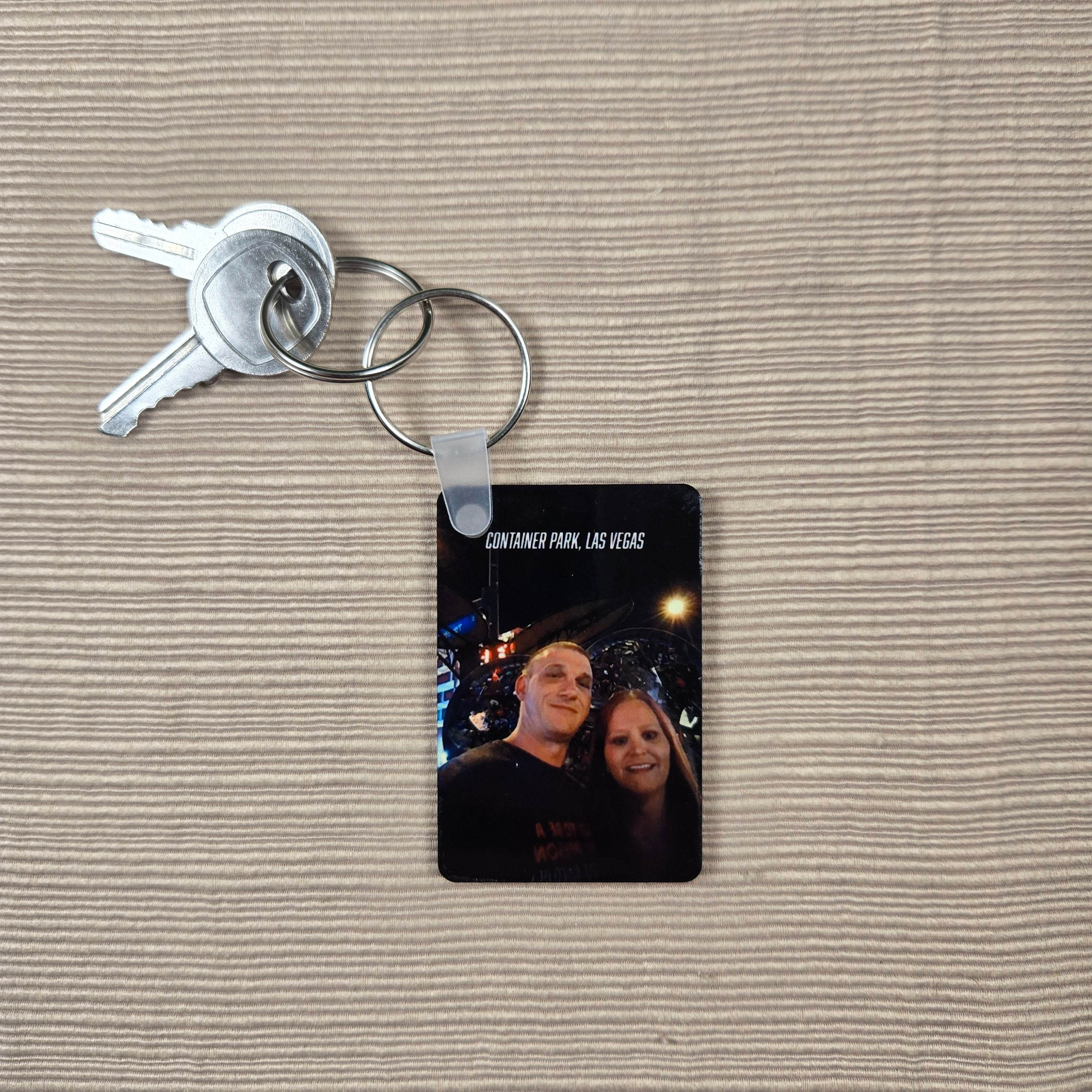 Rectangle Double Sided Personalized Photo and Text Key Chain