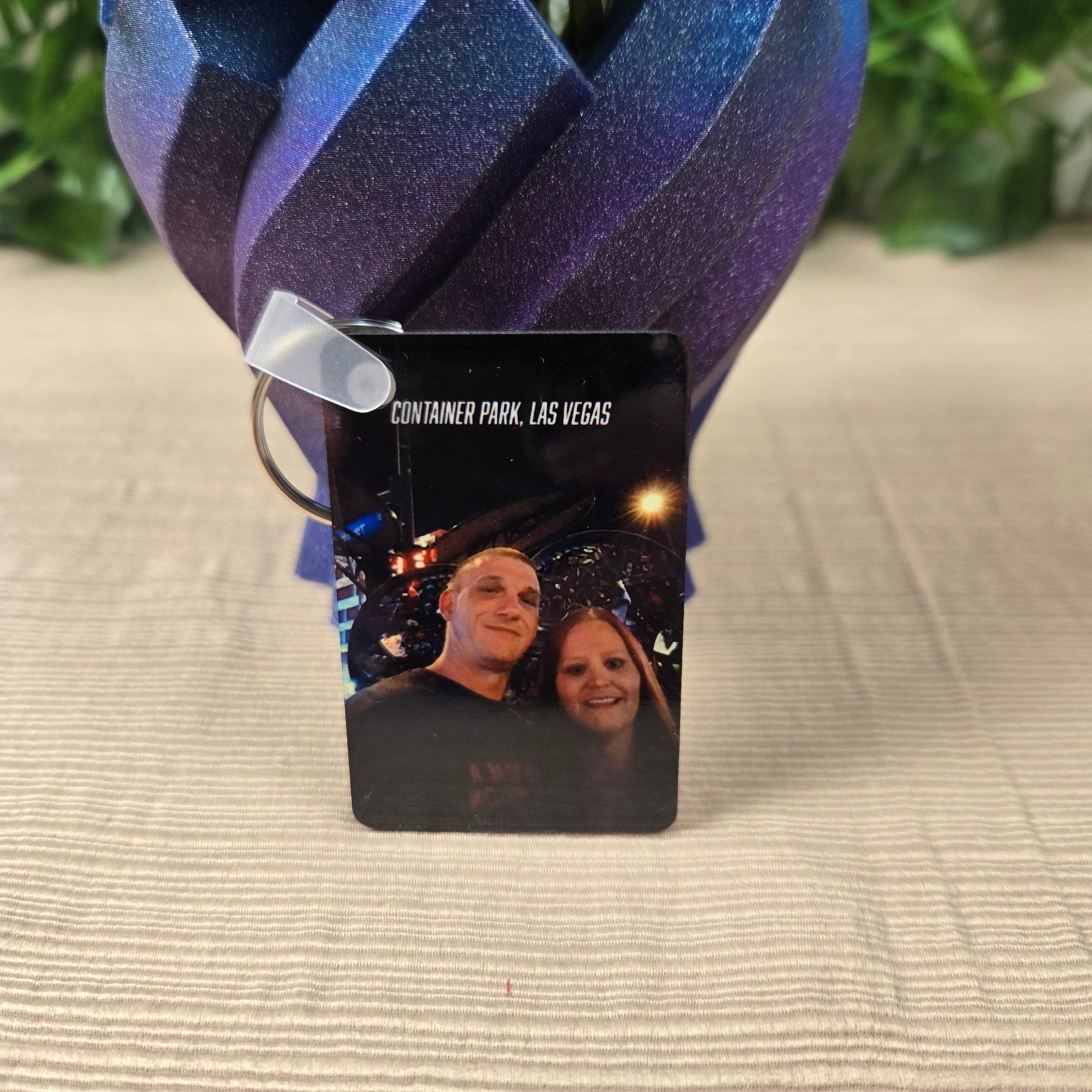Rectangle Double Sided Personalized Photo and Text Key Chain