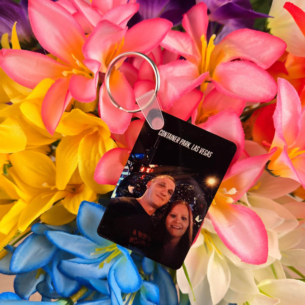 Rectangle Double Sided Personalized Photo and Text Key Chain