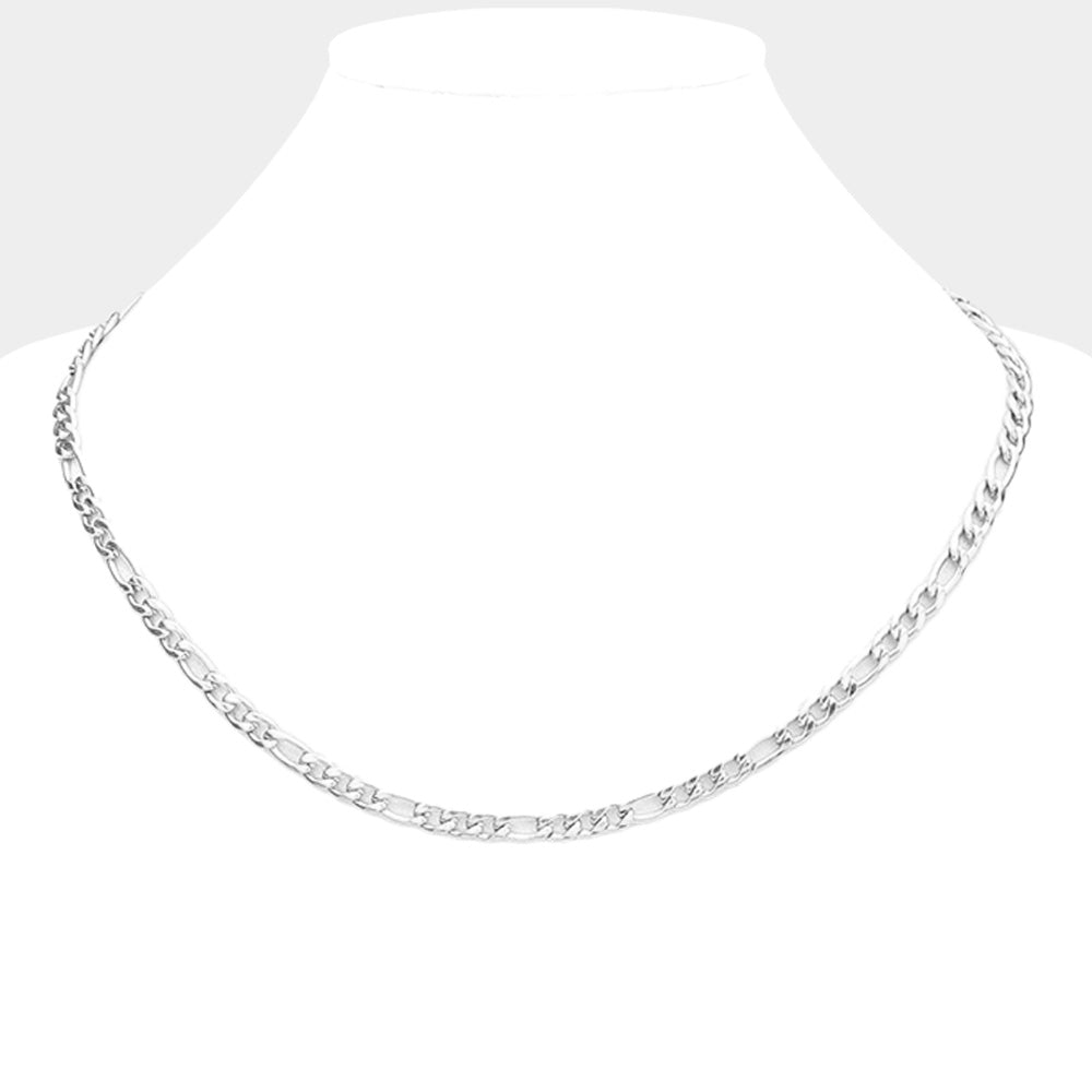 16 INCH, 4mm Stainless Steel Figaro Chain Necklace