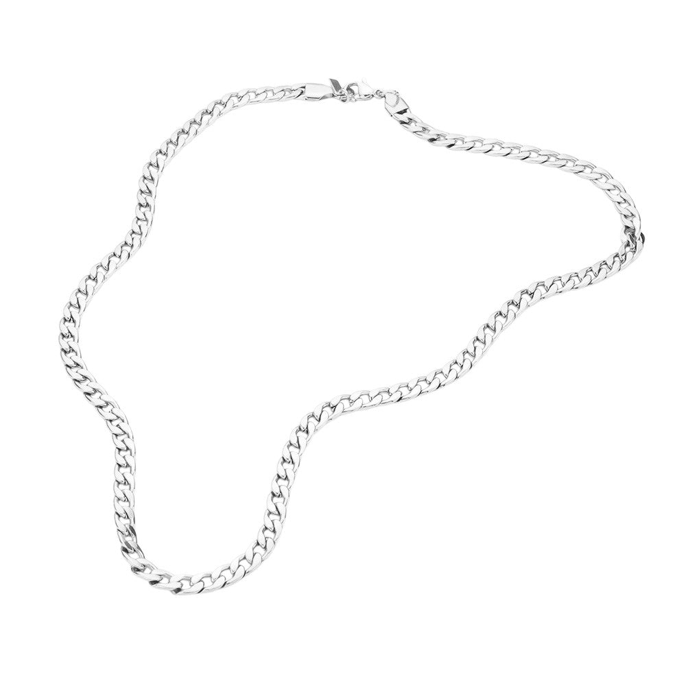 16 INCH, 5mm Stainless Steel Cuban Chain Necklace