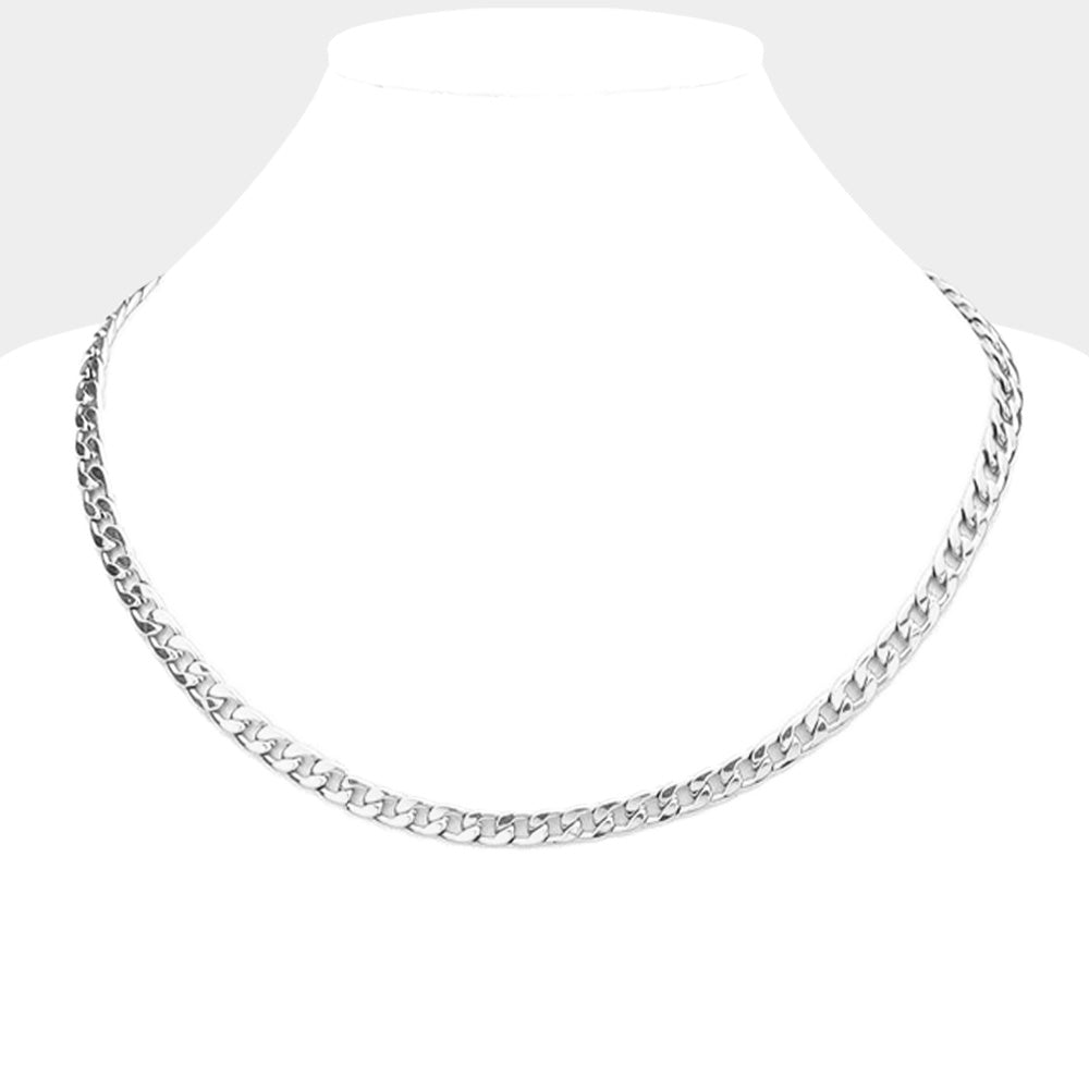 16 INCH, 5mm Stainless Steel Cuban Chain Necklace